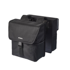 BASIL dupla táska Go Double Bag, Universal Bridge System, solid fekete kerékpáros kerékpár és kerékpáros felszerelés