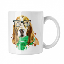  Basset Hound vízfestmény - Fehér Bögre bögrék, csészék