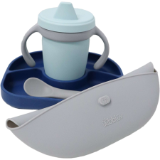 bblüv Set-szilikon etetési szett Navy babaétkészlet