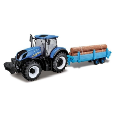BBurago 1:32 Traktor New Holland iparvágánnyal és fával autópálya és játékautó
