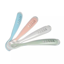 Béaba Ergonomikus Szilikon Hosszú Kiskanál szett - 4 db - Eukaliptus babaétkészlet