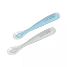  Béaba Ergonomikus Szilikon Hosszú Kiskanál Szett + Doboz - Viharkék babaétkészlet
