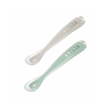  Béaba Ergonomikus Szilikon Hosszú Kiskanál Szett + Doboz - zöld babaétkészlet