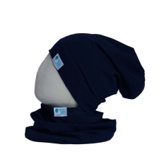  Beanie, egyszínű, marine-kék babasapka, sál