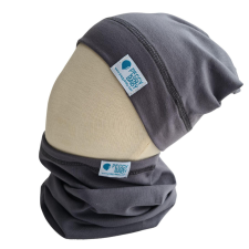  Beanie, egyszínű, sötétszürke uni babasapka, sál