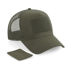 Beechfield Uniszex sapka Beechfield Patch Snapback Trucker - One Size, Katonai zöld