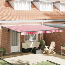  Behúzható napellenző Piros és Fehér 450 × 300 cm nyílászáró