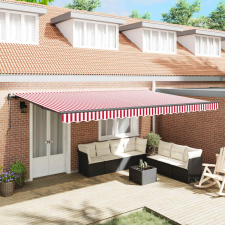  Behúzható napellenző Piros és Fehér 500 × 350 cm nyílászáró