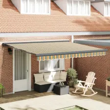  Behúzható napellenző Zöld és fehér 400 ×350 cm szövet nyílászáró