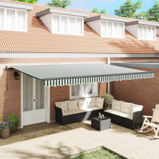  Behúzható napellenző Zöld és Fehér 500 × 350 cm nyílászáró