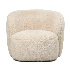  Beige színű lounge fotel puha szőrös kárpittal – modern design karosszék bútor