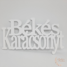  Békés karácsonyt felirat - 21 cm - fehér dekorációs kellék