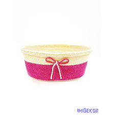  Bélelt köteles ovál kosár 19cm - Pink dekorációs kellék