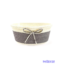  Bélelt köteles ovál kosár 19cm - Szürke dekorációs kellék