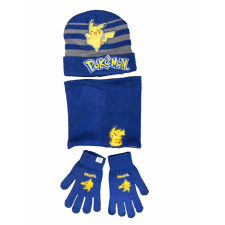  Bélelt kötött 3 részes sapka, kesztyű, sál szett Pokémon mintával gyerek sapka