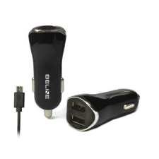 Beline autós töltő 2xUSB + microUSB 2,1A fekete mobiltelefon kellék