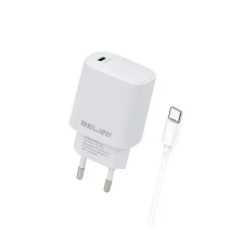 Beline BLNCW20C USB-C Hálózati töltő + USB-C kábel - Fehér (20W) (BELI02165) mobiltelefon kellék