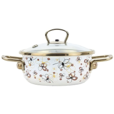 Belis PREMIUM Zománcozott lábas + üveg fedő, 16cm / 1,25l, krémszínű (8590191170559) edény