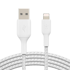 Belkin BOOST CHARGE Lightning - USB-A harisnyázott kábel 2m fehér (CAA002bt2MWH) (CAA002bt2MWH) - Adatkábel kábel és adapter