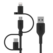 Belkin BoostCharge USB-A - USB-C/Micro-USB/Lightning kábel fekete (CAC001bt1MBK) (CAC001bt1MBK) kábel és adapter