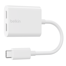 Belkin RockStar USB-C apa - 2xUSB-C anya Adapter - Fehér kábel és adapter