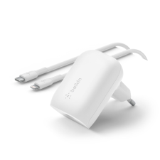 Belkin USB-C Hálózati töltő + USB-C apa - Lightning apa töltőkábel - Fehér (30W) mobiltelefon kellék