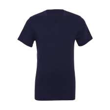 Bella+Canvas Uniszex rövid ujjú póló Bella Canvas Unisex Jersey V-Neck T-Shirt S, Sötétkék (navy) férfi póló