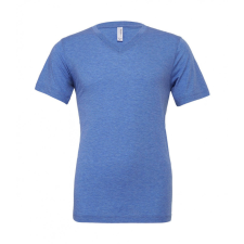 Bella+Canvas Uniszex rövid ujjú póló Bella Canvas Unisex Triblend V-Neck T-Shirt XL, Kék Triblend férfi póló