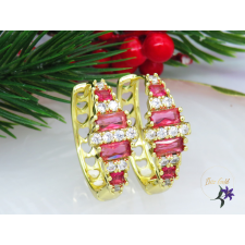  Bella XP pink köves karika fülbevaló -14K fülbevaló