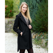 BellaKollektion Plüss fekete szövetkabát (S-XL) női dzseki, kabát