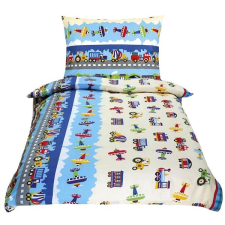 Bellatex Bavlněné Junior - 140 × 200, 70 × 90 cm - letadla a auta modrá lakástextília