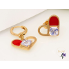  Bellina antiallergén asszimetrikus piros fülbevaló-18K
