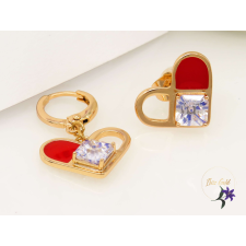  Bellina antiallergén asszimetrikus piros fülbevaló-18K fülbevaló