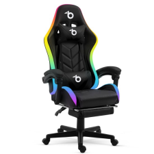 BEMADA RGB LED-es gamer szék - karfával, párnával - fekete, BMD1115BK forgószék