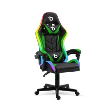 BEMADA RGB LED-es gamer szék - karfával, párnával - fekete / zöld forgószék