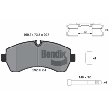 BENDIX Braking fékbetétkészlet, tárcsafék BENDIX Braking BPD1110 autóalkatrész