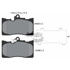BENDIX Braking fékbetétkészlet, tárcsafék BENDIX Braking BPD1694 autóalkatrész