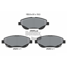 BENDIX Braking fékbetétkészlet, tárcsafék BENDIX Braking BPD2216 autóalkatrész
