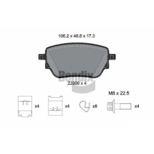 BENDIX Braking fékbetétkészlet, tárcsafék BENDIX Braking BPD2348 autóalkatrész