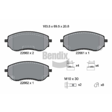 BENDIX Braking fékbetétkészlet, tárcsafék BENDIX Braking BPD2461 autóalkatrész