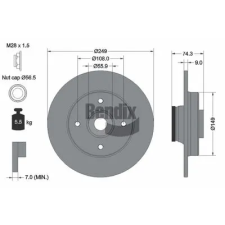 BENDIX Braking féktárcsa BDS1106 autóalkatrész