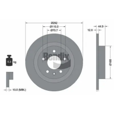 BENDIX Braking féktárcsa BDS1147 autóalkatrész
