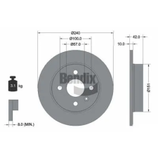 BENDIX Braking féktárcsa BDS1249 autóalkatrész