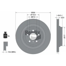 BENDIX Braking féktárcsa BDS1696HC autóalkatrész