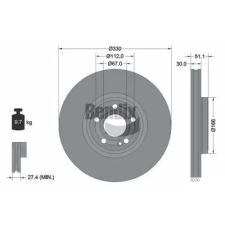 BENDIX Braking féktárcsa BDS1927HC autóalkatrész