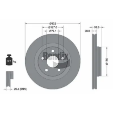 BENDIX Braking féktárcsa BDS1964 autóalkatrész