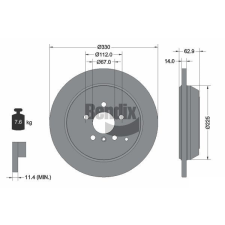 BENDIX Braking féktárcsa BENDIX Braking BDS1304 féktárcsa