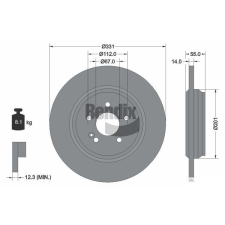 BENDIX Braking féktárcsa BENDIX Braking BDS1412 féktárcsa