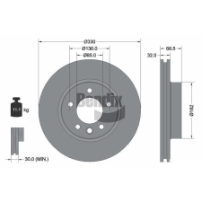 BENDIX Braking féktárcsa BENDIX Braking BDS1545RHC féktárcsa
