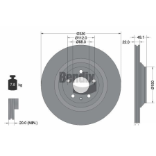 BENDIX Braking féktárcsa BENDIX Braking BDS1655 féktárcsa